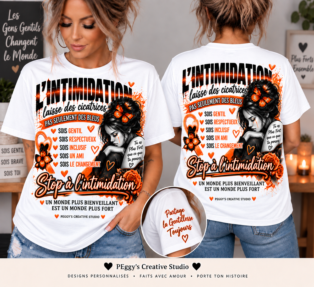 🧡🖤 Bullying Awareness T-Shirt — Stop Bullying 🧡🖤 T-Shirt de sensibilisation contre l’intimidation — Stop à l’intimidation