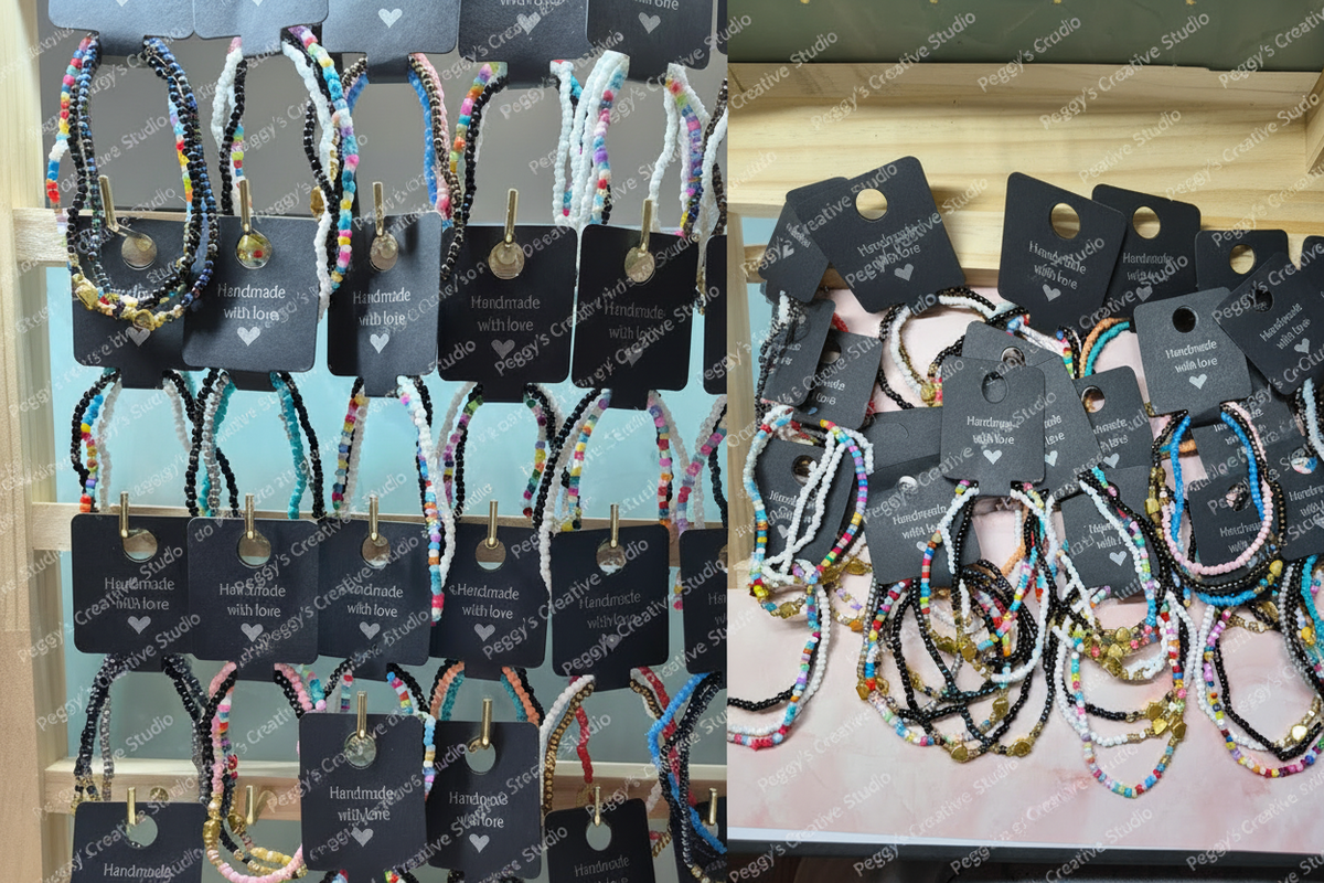 Beaded bracelets combined photo with NEW badge